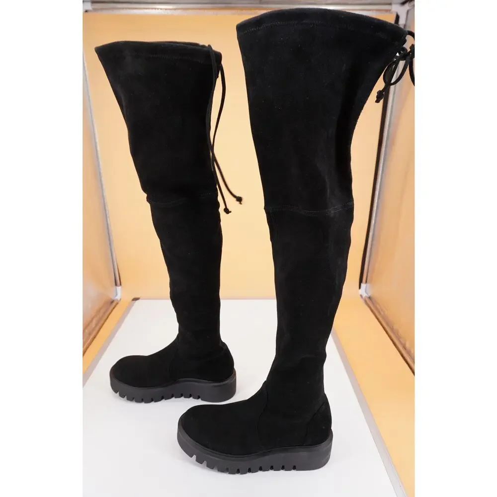 Stuart Weitzman Chalet City Lug Sole Over-the-Knee Boot SZ 6 Black Tie NIB $950